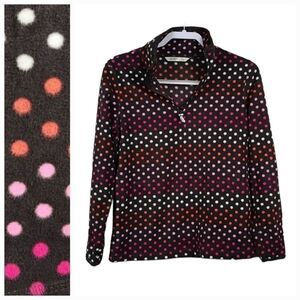 Old Navy Brown Fleece Polka Dot Quarter Zip Pullover Women's Medium Sweatshirt